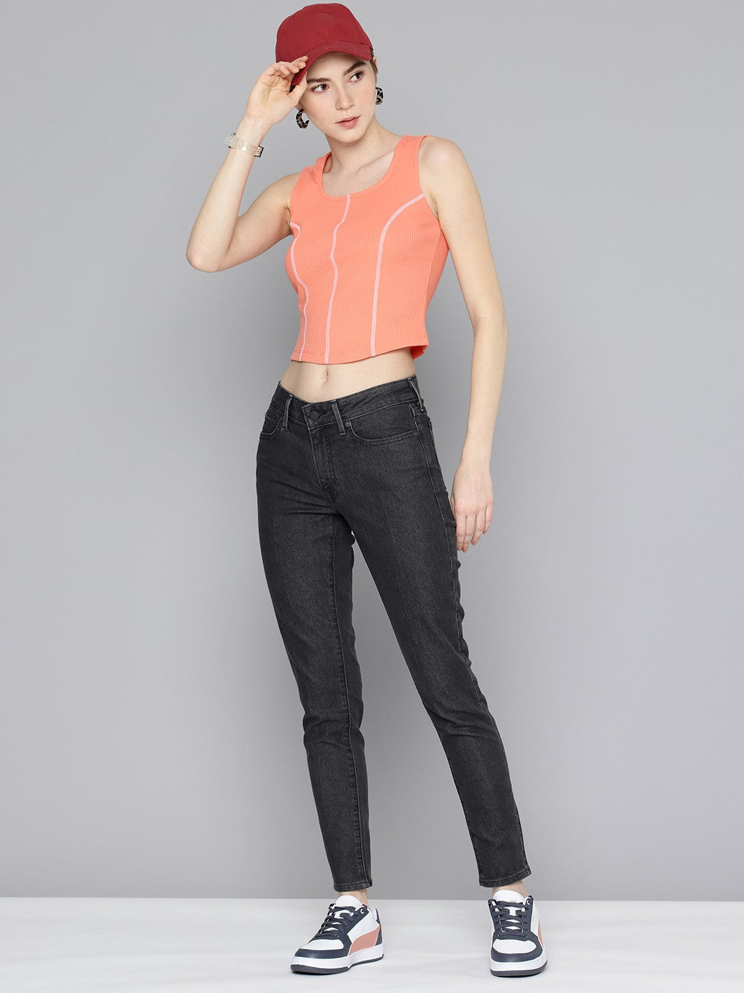 Women's 711 Black Skinny Fit Mid Rise Jeans
