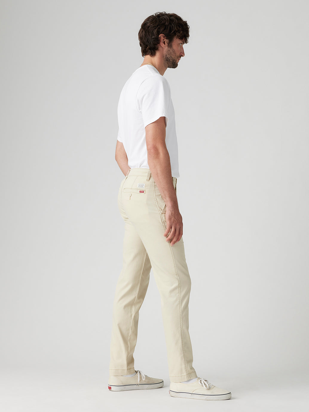 Men's Cream Regular Fit Chinos - 30acd97d1d421868e2fbf08b6c2c5e64 View