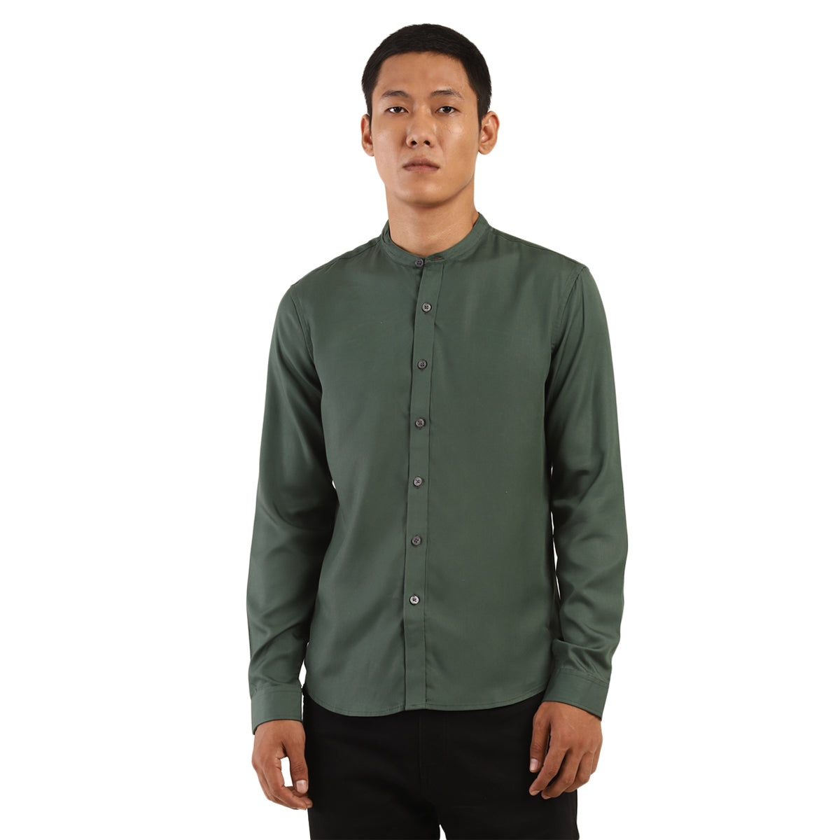 Men's Green Solid Shirt