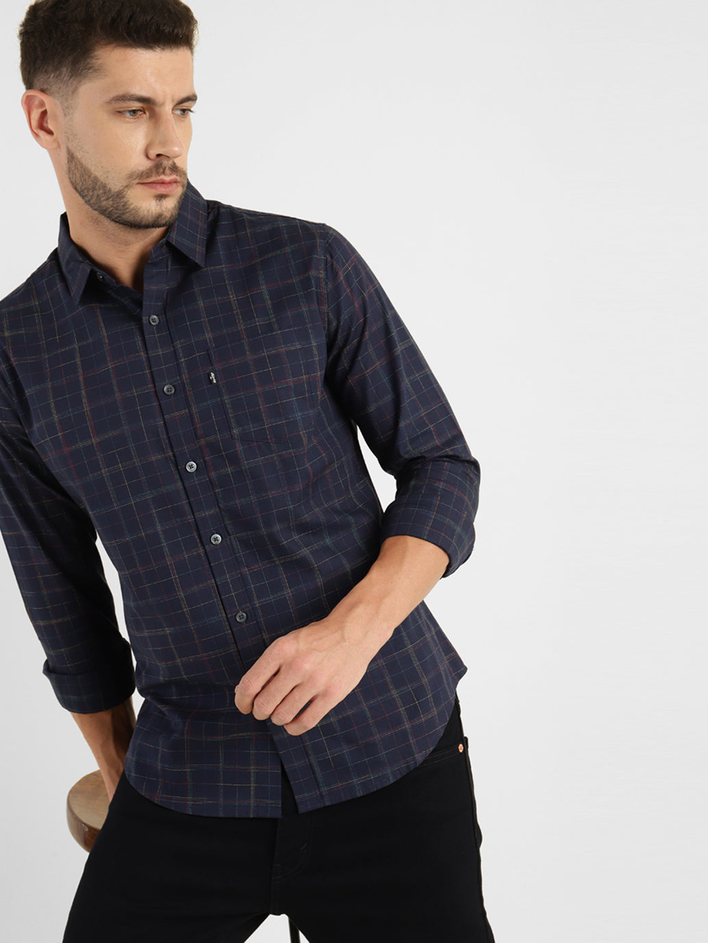 Men's Checkered Slim Fit Shirt - d6daeb07-d515-4f08-b675-ee3626078bce View