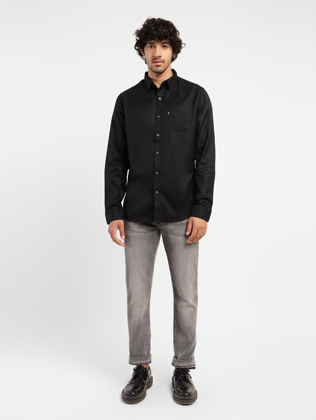 Men's Solid Spread Collar Shirt - da28efb4-7f92-4ef3-95e9-eaf6011a756b View
