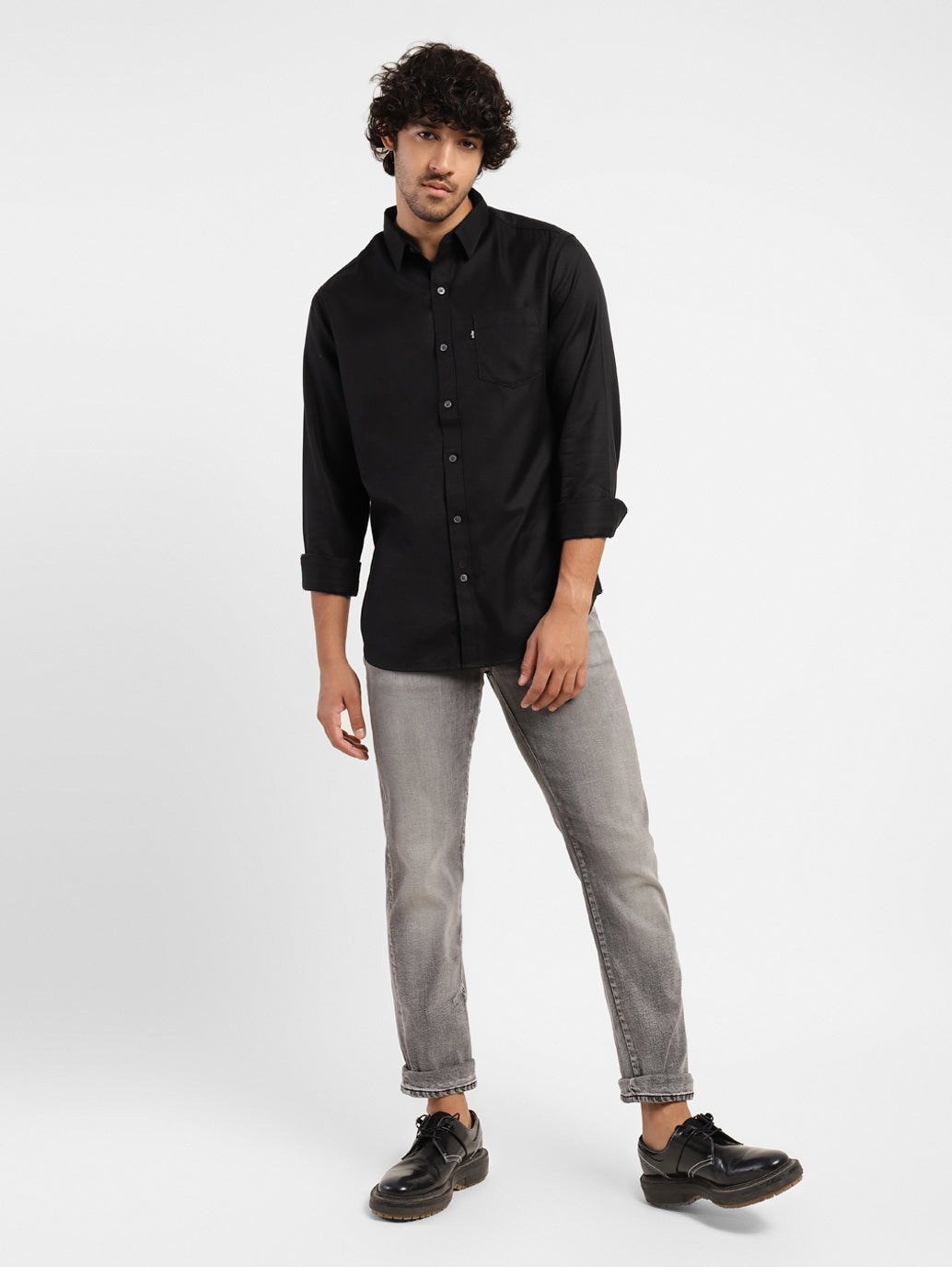 Men's Solid Spread Collar Shirt - 8b07011d-ab02-4915-b660-18594232feda View