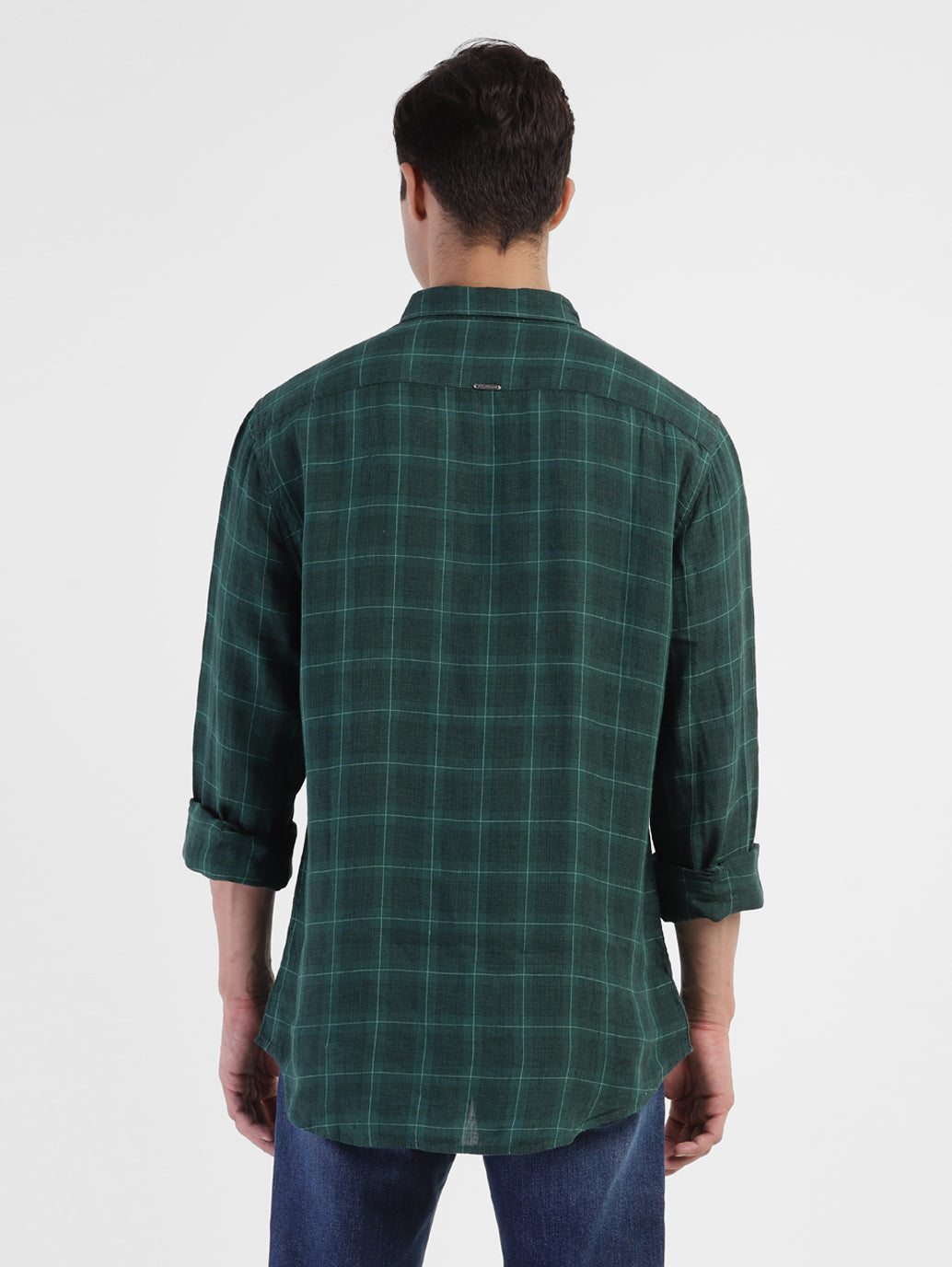 Men's Checkered Spread Collar Linen Shirt - b78714dd-f43e-4ffc-b0ae-0489b479a27a View