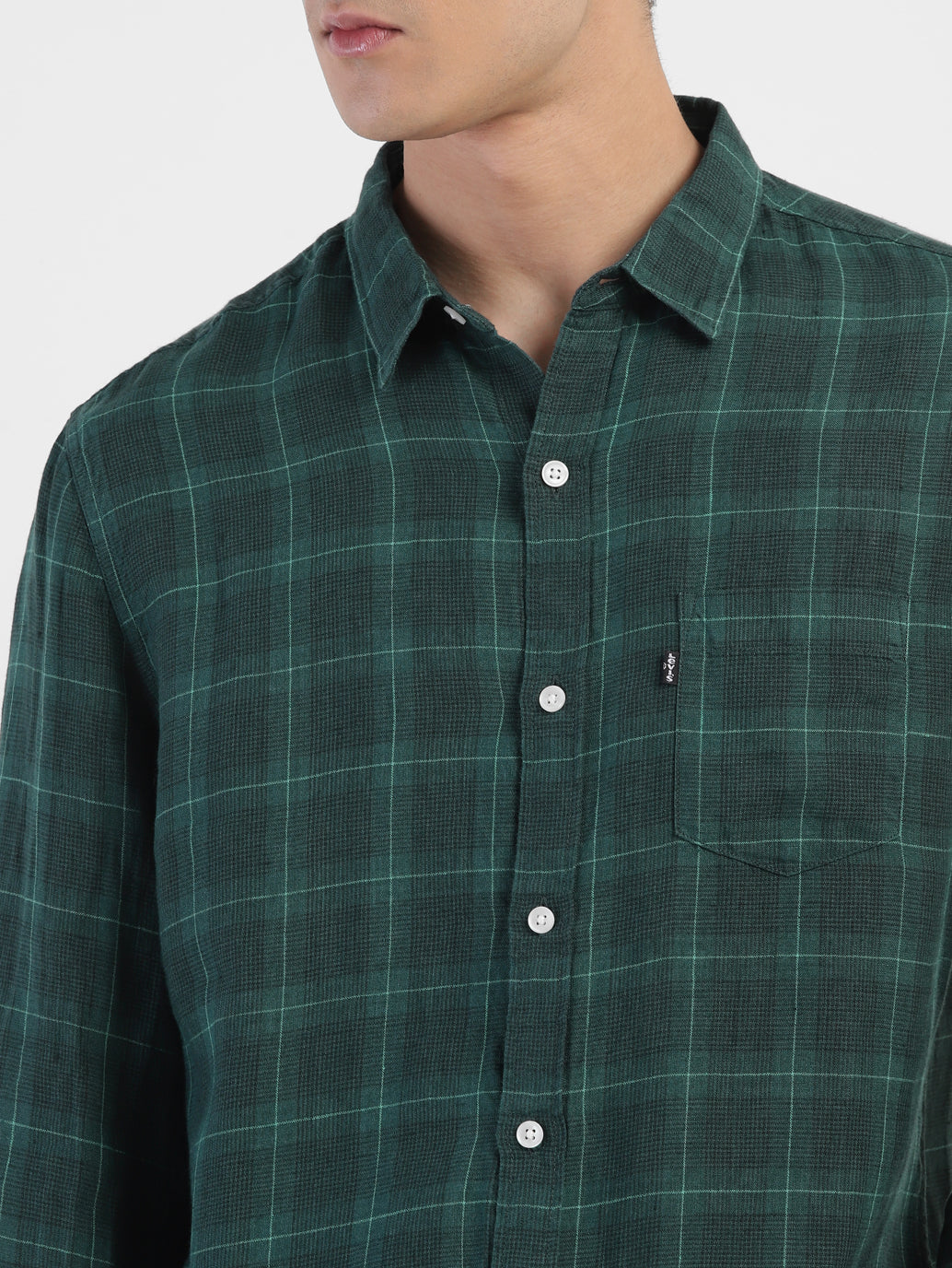 Men's Checkered Spread Collar Linen Shirt - ec20ed9e-fa1f-47b5-a774-0c38128e457e View