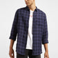 Men's Checkered Spread Collar Linen Shirt Purple - 196220c5-7869-465f-bb07-820b64c883bf View