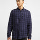 Men's Checkered Spread Collar Linen Shirt Purple - 029d037f-a1ca-4092-a779-4ddf152c9880 View