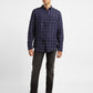 Men's Checkered Spread Collar Linen Shirt Purple - e0e7ba84-e97e-4349-a2bb-c9d2547f4600 View