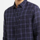 Men's Checkered Spread Collar Linen Shirt Purple - 73cf4de3-c3ba-4e0c-87b2-b124884d3167 View