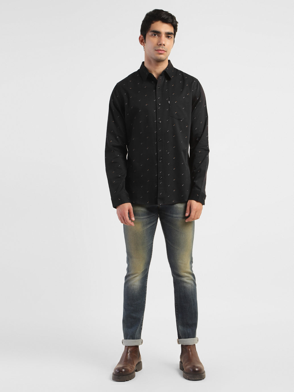 Men's Geometric Print Slim Fit Shirt - fc80971c-fad2-4d7a-9ddf-a3cdaca336da View