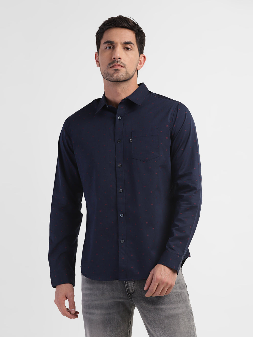 Men's Geometric Print Slim Fit Shirt - b9a4b438-9541-4bdd-a151-6bcb86765372 View