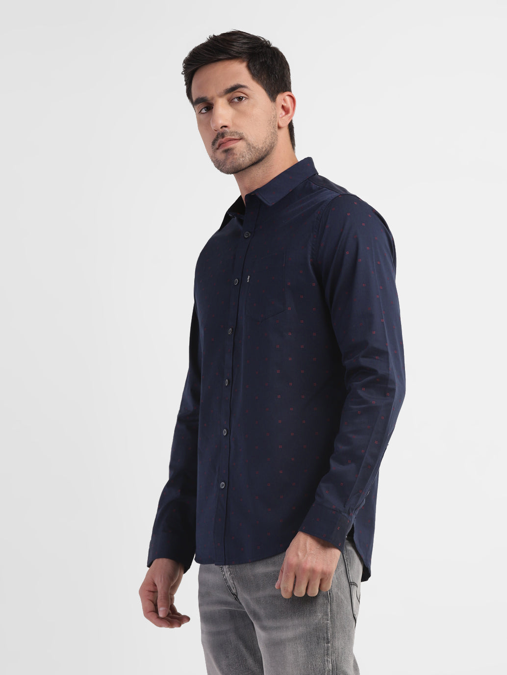 Men's Geometric Print Slim Fit Shirt - 2716ee28-60eb-40af-b52d-3458be92d9b1 View