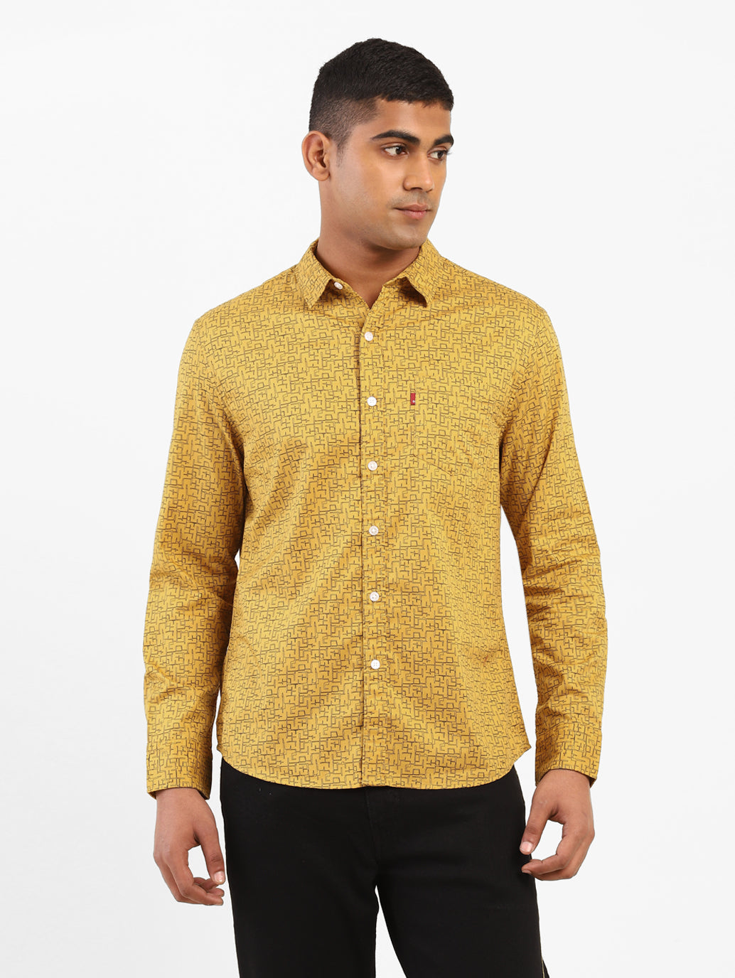 Men's Geometrical Print Spread Collar Shirt - 2875c6a2-0e5f-4dc3-aff4-c3dd91f5be13 View
