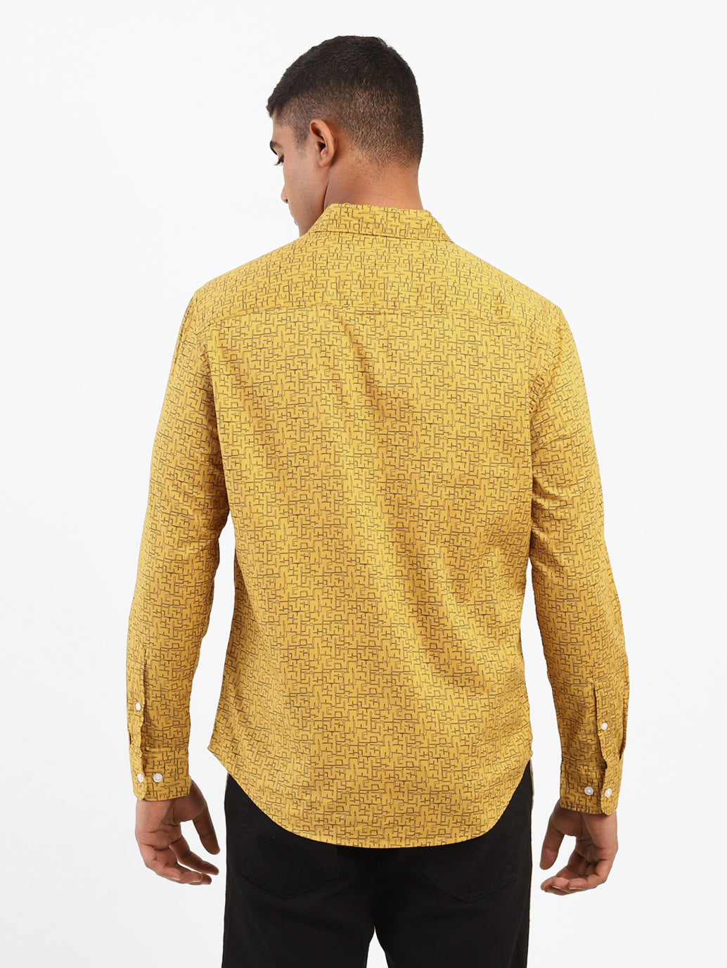 Men's Geometrical Print Spread Collar Shirt - 0ecc776c-5ede-4be0-a7be-a8eec37e30a4 View