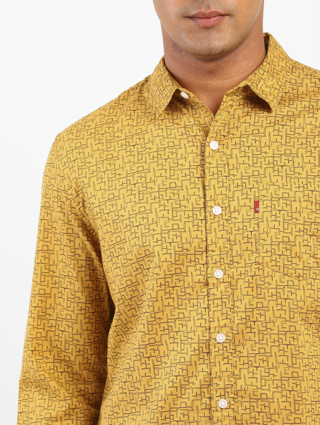 Men's Geometrical Print Spread Collar Shirt - a4c999e9-ff69-48a0-a933-0764a58ef595 View