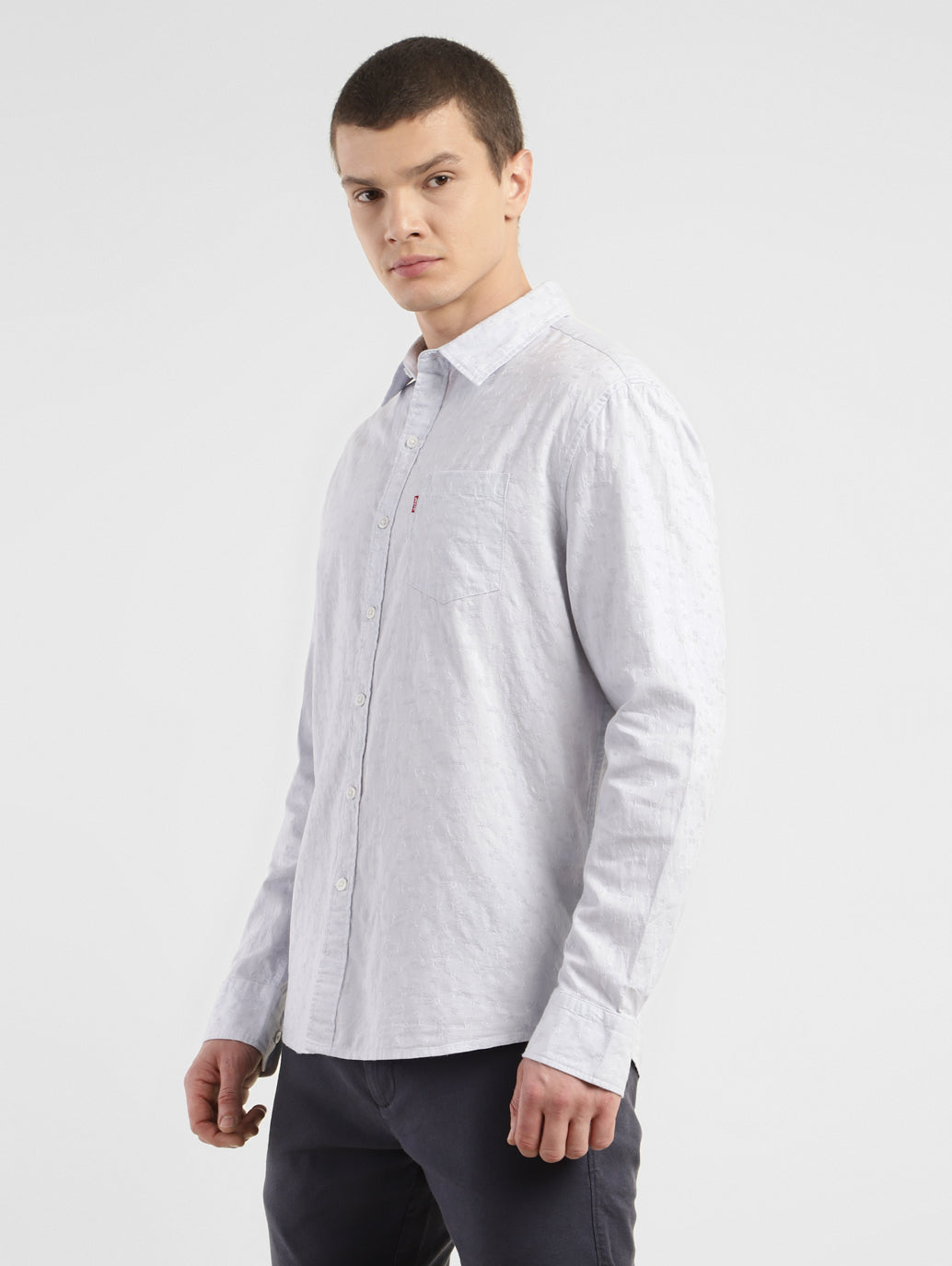 Men's Self Design Slim Fit Linen Shirt - d3a85dd4-46c5-4f2c-bd38-dbc822045786 View