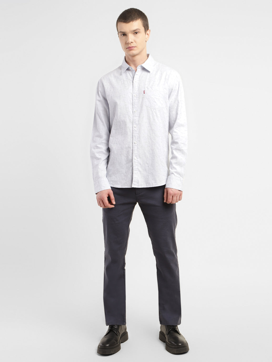 Men's Self Design Slim Fit Linen Shirt - d655ad0a-e1f0-424b-ad2a-ba2445e5578a View