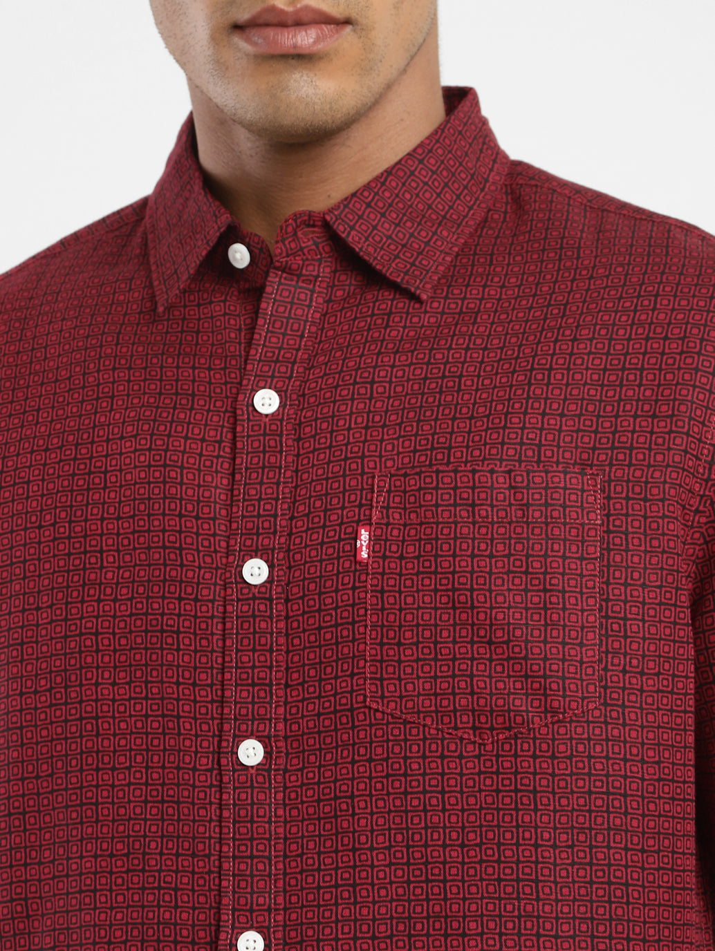 Men's Geometric Print Spread Collar Linen Shirt - 236fb084-b745-4603-b0d4-20806f9a513a View