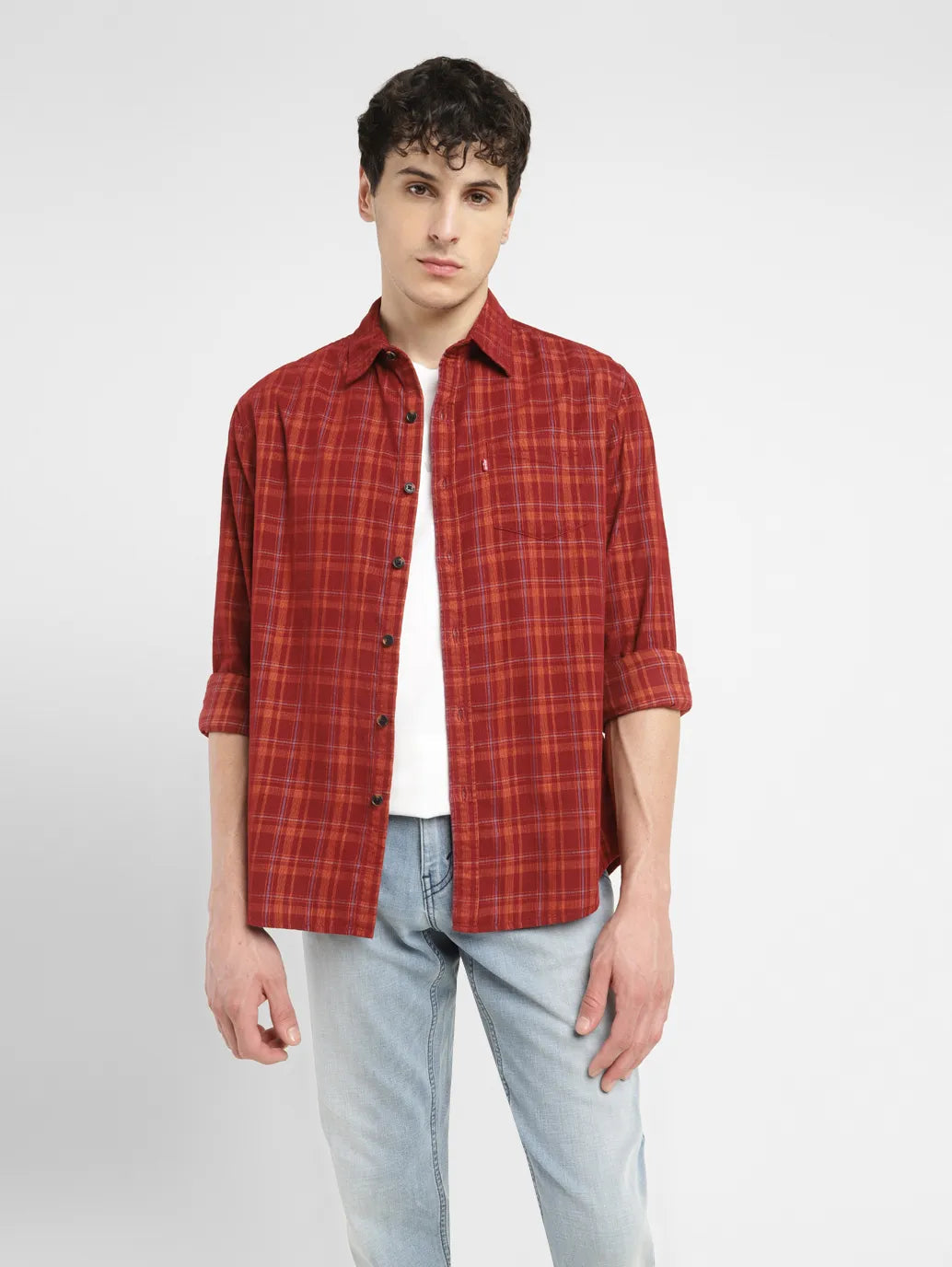 Men's Checkered Slim Fit Corduroy Shirt - 55b9efd3-e643-4d21-a986-dea47044e55b View