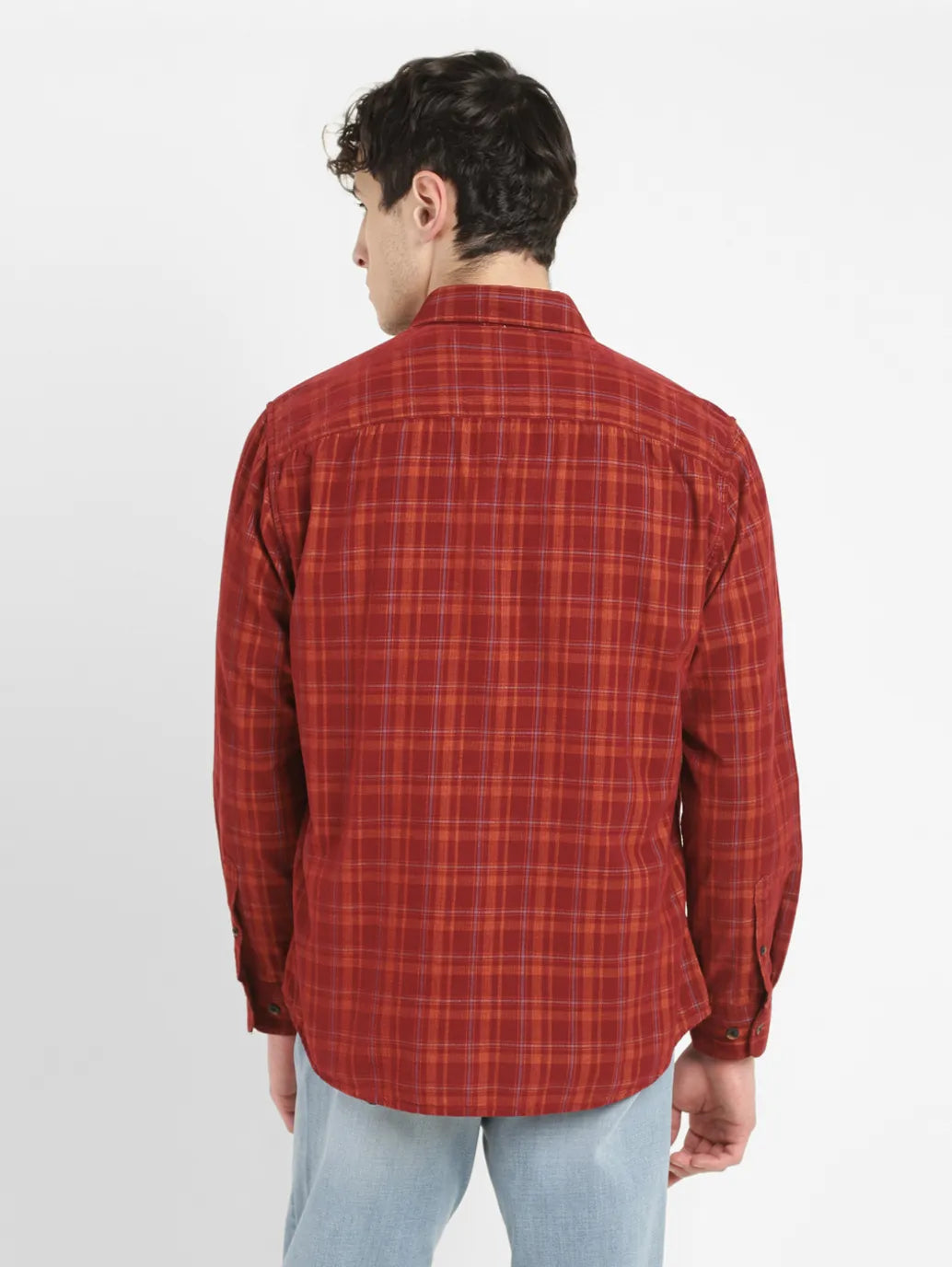 Men's Checkered Slim Fit Corduroy Shirt - f85dcb24-f0b1-4dc9-94cf-bc5a396efd2a View