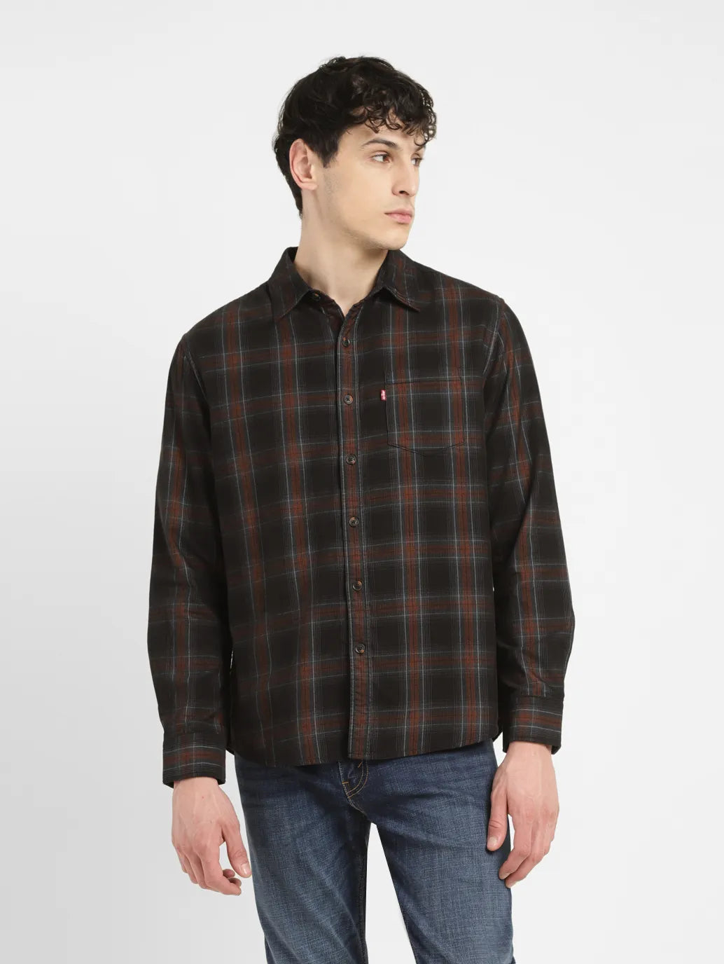 Men's Checkered Slim Fit Corduroy Shirt - 2cdbd9d9-7fcc-4c82-a1f8-7aaf01ef79a3 View