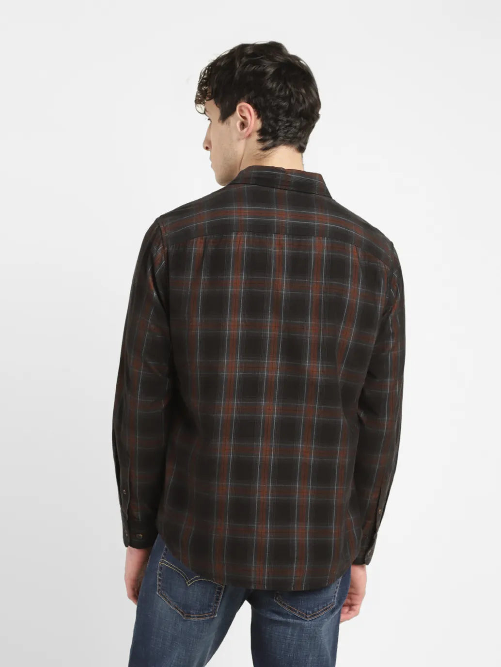 Men's Checkered Slim Fit Corduroy Shirt - 5adce421-83ec-4d81-88a0-bf0e6afc0b3b View