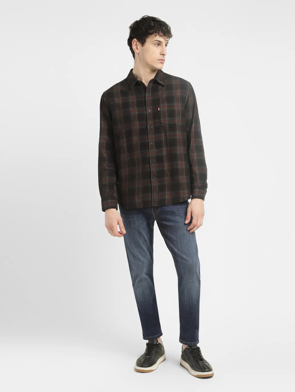 Men's Checkered Slim Fit Corduroy Shirt - e1fcf661-6a1a-4e7d-b20f-f90b6e8fe607 View