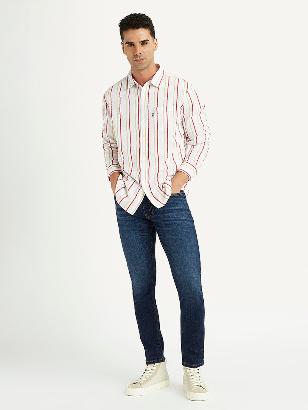 Men's Striped Slim Fit Shirt - Front View
