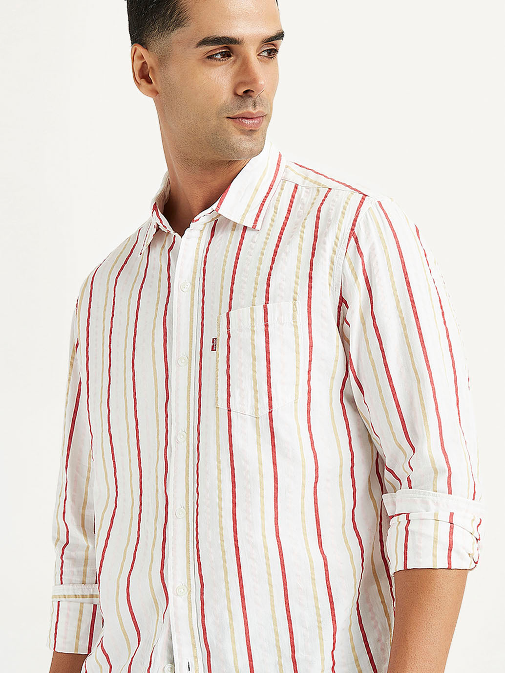 Men's Striped Slim Fit Shirt - Detail View