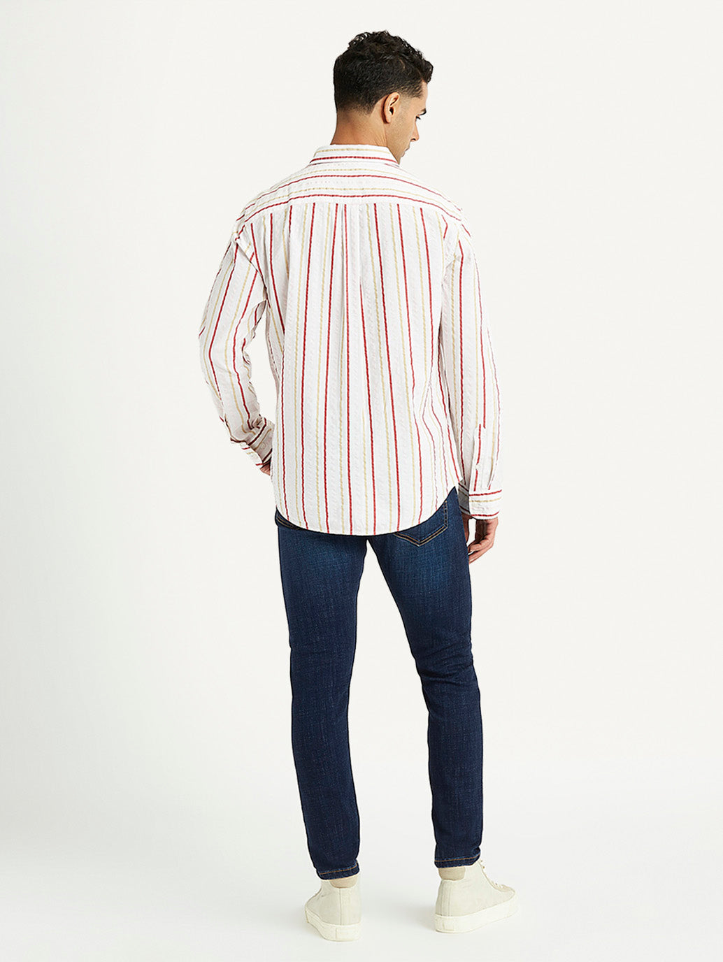 Men's Striped Slim Fit Shirt - Back View