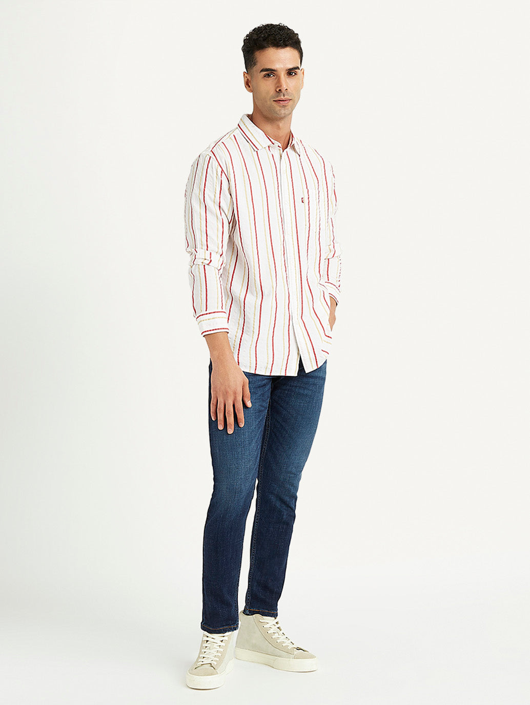 Men's Striped Slim Fit Shirt - Side View