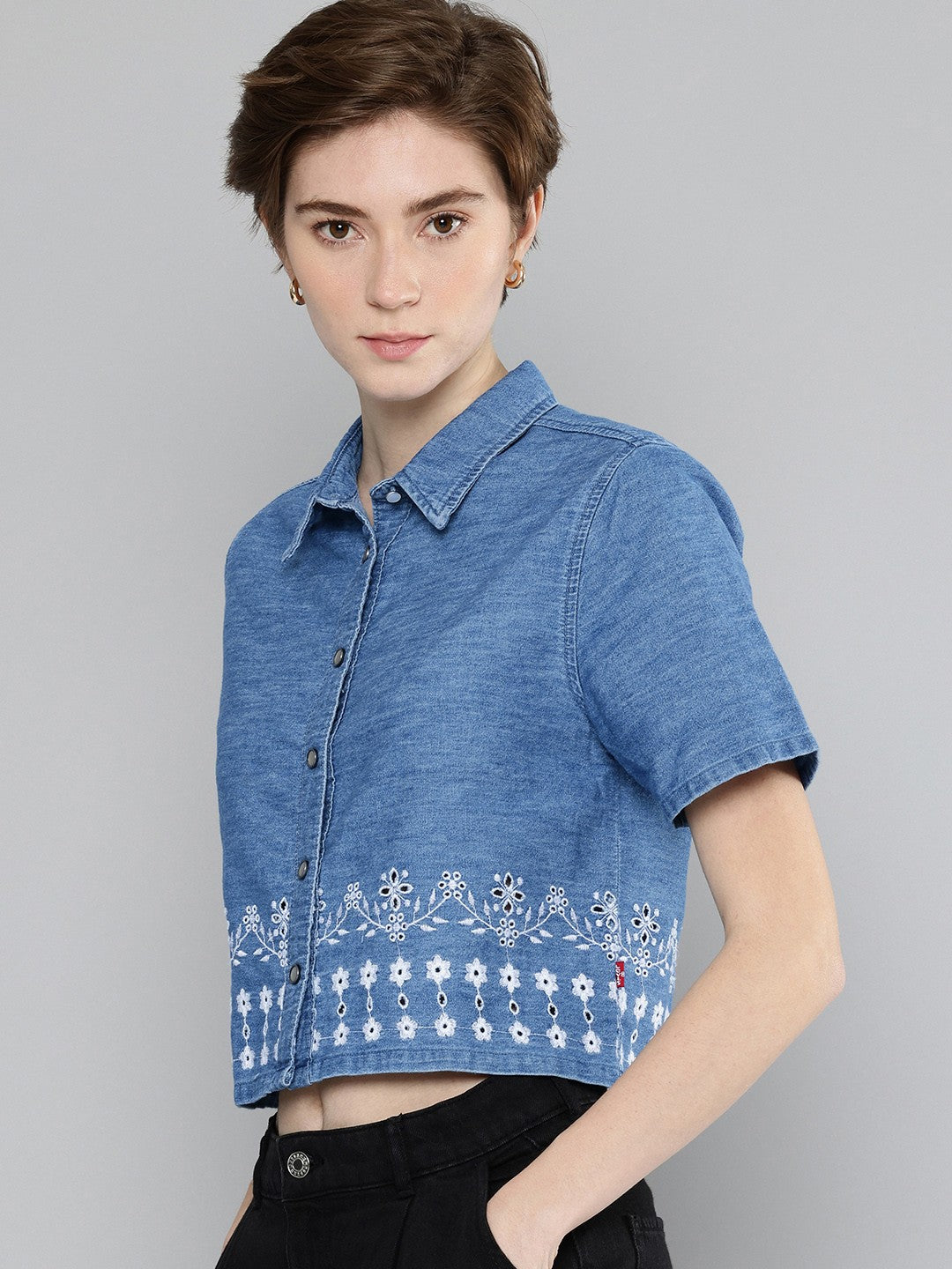 Women's Schiffli Regular Fit Shirt - 3 View