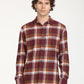 Men's Plaid Red Spread Collar Shacket - Front View