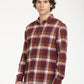 Men's Plaid Red Spread Collar Shacket - RightSide View
