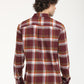 Men's Plaid Red Spread Collar Shacket - Back View