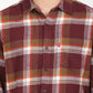 Men's Plaid Red Spread Collar Shacket - Detail View