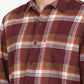 Men's Plaid Red Spread Collar Shacket - Detail View