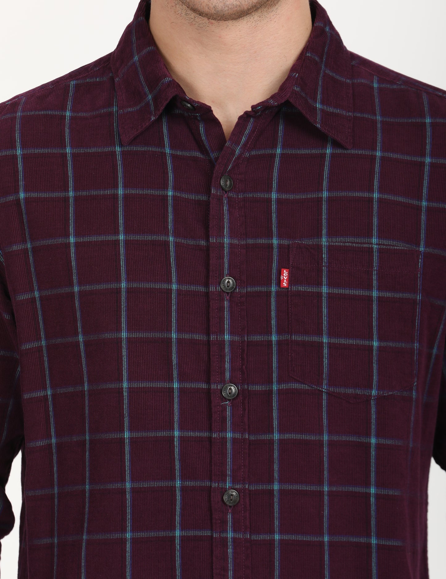 Men's Checkered Spread Collar Shirt - deatil View