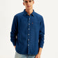 Men's Solid Regular Fit Denim Shirt - Front View