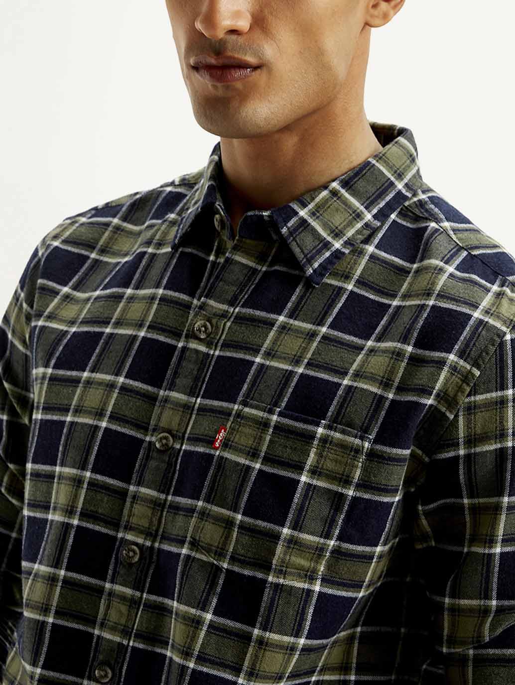 Men's Checkered Slim Fit Shirt - Detail View