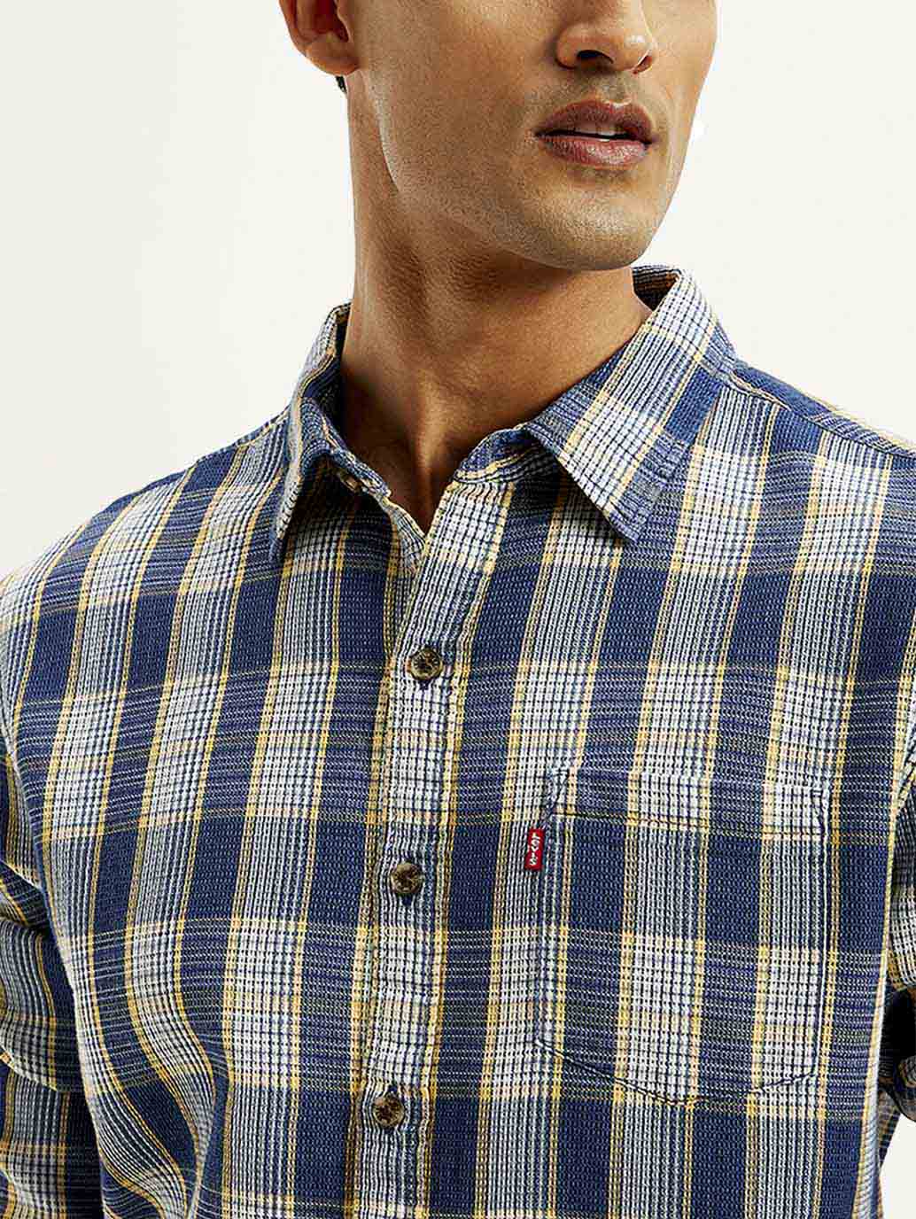 Men's Checkered Slim Fit Shirt - Detail View