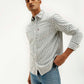 Men's Striped Slim Fit Corduroy Shirt - Elevated View