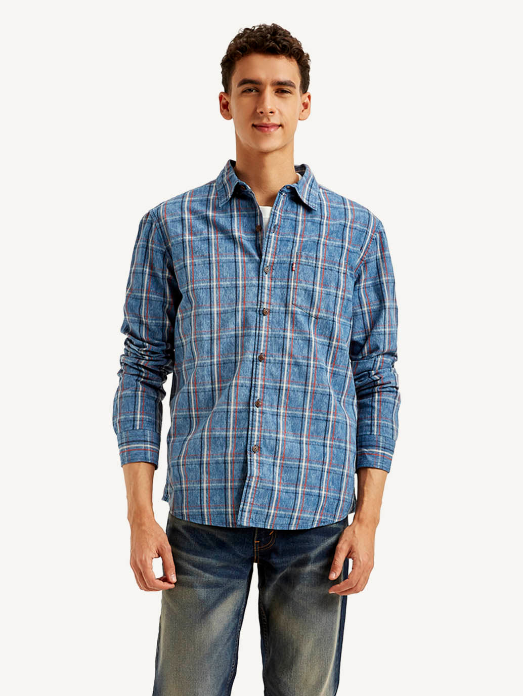 Men's Checkered Slim Fit Shirt - Front View