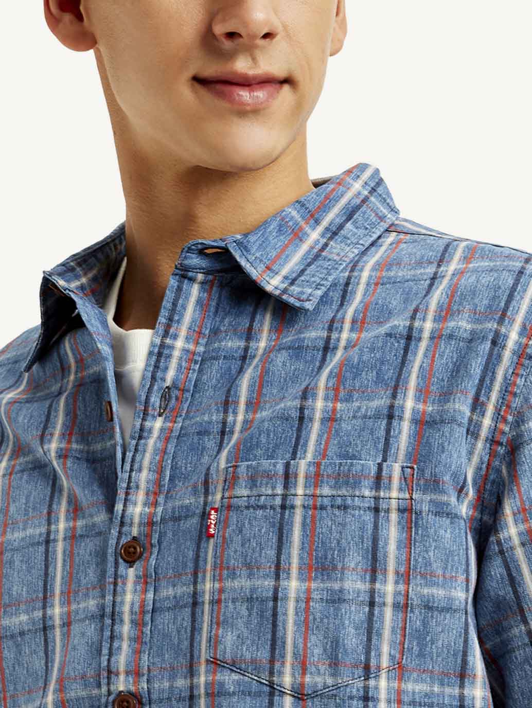 Men's Checkered Slim Fit Shirt - Detail View