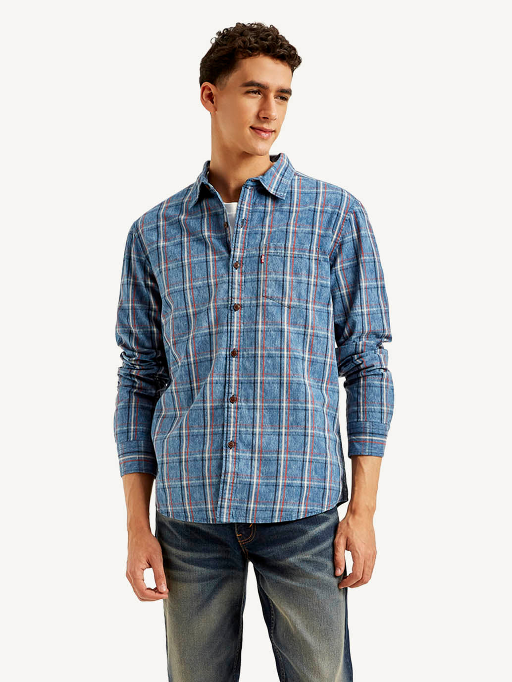 Men's Checkered Slim Fit Shirt - Side View