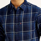 Men's Checkered Navy Slim Fit Shirt - Detail View