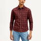 Men's Checkered Slim Fit Corduroy Shirt - Front View