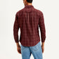 Men's Checkered Slim Fit Corduroy Shirt - Back View