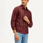 Men's Checkered Slim Fit Corduroy Shirt - Side View