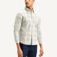 Men's Checkered Slim Fit Corduroy Shirt - Side View