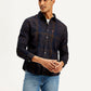 Men's Checkered Slim Fit Corduroy Shirt - Front View